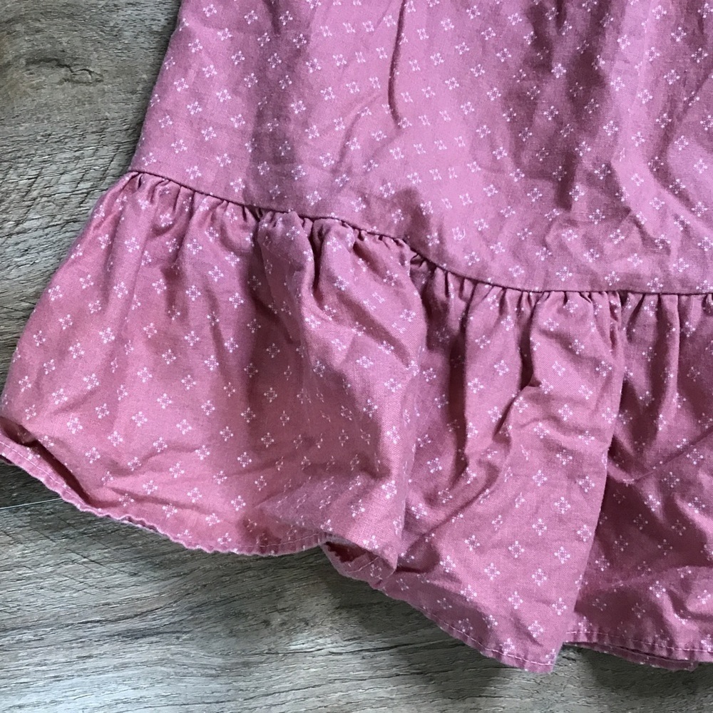 Vtg Skirt Girls Size 12 Medium Pull On Ruffle Cottage Floral Print Dusty Pink - Picture 2 of 9